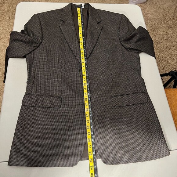 Lauren Ralph Lauren Blazer Jacket Mens 42L Houndstooth Two Button Brown Navy - Picture 10 of 16